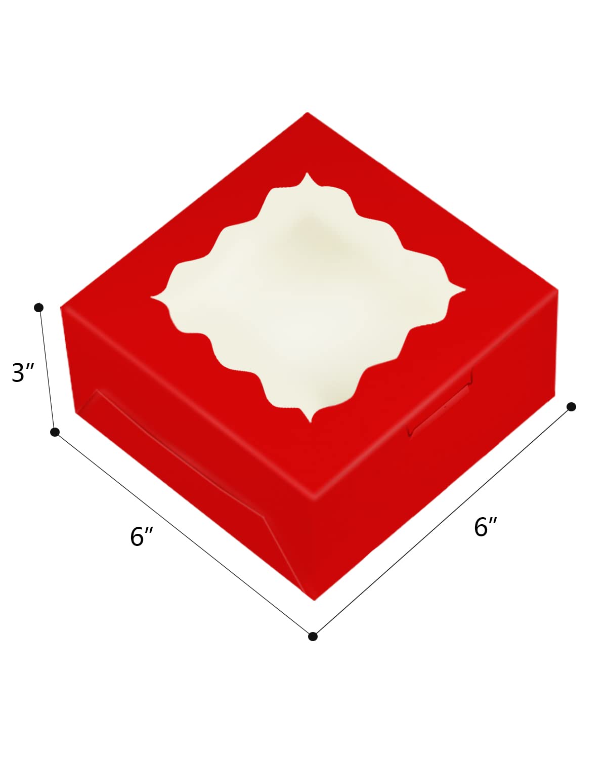 Bakepacker 100pcs Red Cookie Boxes 6x6x3 inches Easy Assemble Macaroon Pastry Boxes Bakery Boxes