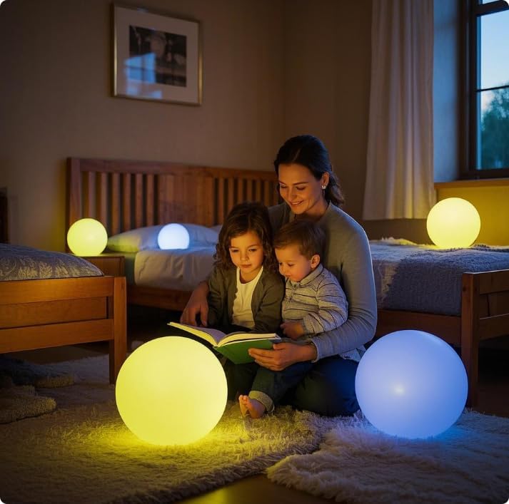 12-Inch LED Ball Light, Changing Glowing Orb Light with Remote, Soft Dimmable Globe Floor Lamp