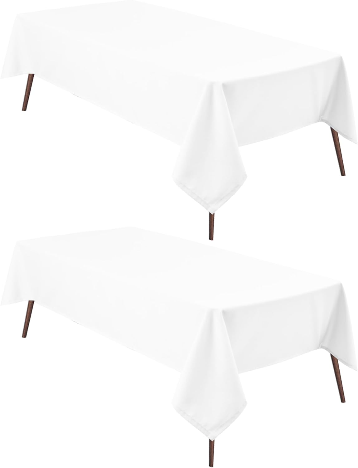 Hiasan 2 Pieces White Rectangle Tablecloth - Waterproof and Spillproof Restaurant Washable
