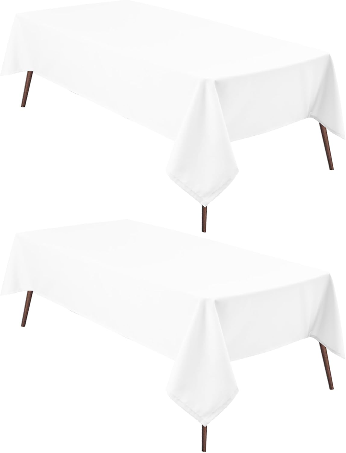 Hiasan 2 Pieces White Rectangle Tablecloth - Waterproof and Spillproof Restaurant Washable