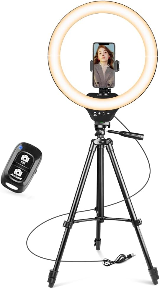 Sensyne 14" Ring Light with Tripod Stand, LED Circle Light with Phone Holder, for Photo Selfie