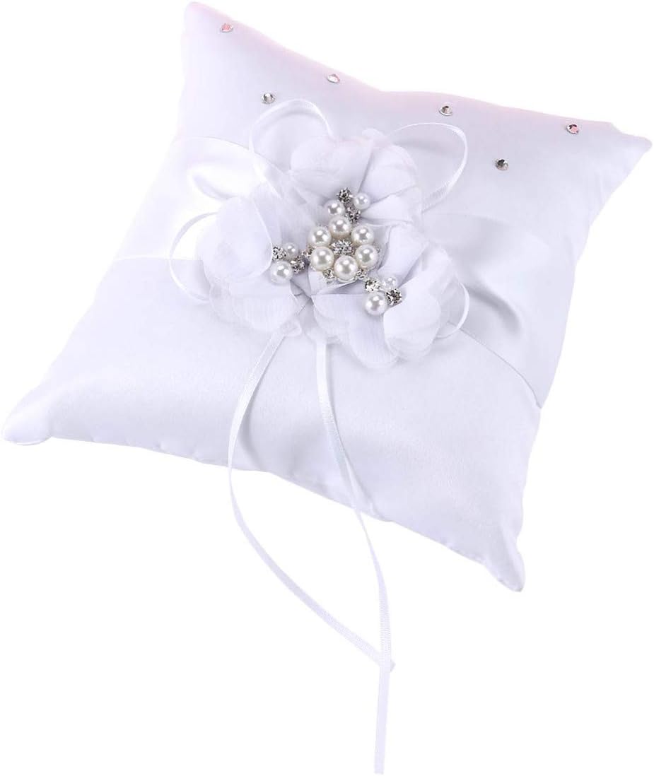 Decorative Pillows Pearl Ring Ring Pillow Wedding Ring Bearer Pillow Set 20x20cm Ring Pillow for