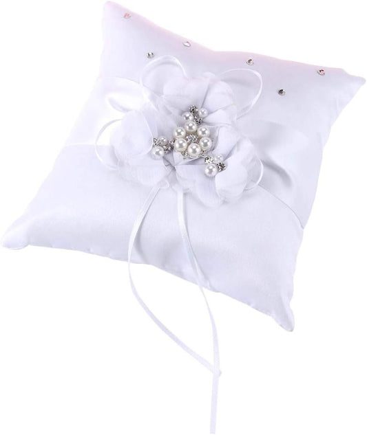 Decorative Pillows Pearl Ring Ring Pillow Wedding Ring Bearer Pillow Set 20x20cm Ring Pillow for