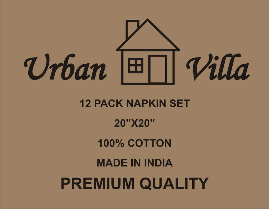 Urban Villa Dinner Napkins Solid Purple Color Cloth Napkins (Set of 12) Oversized 20x20 Inches 100%