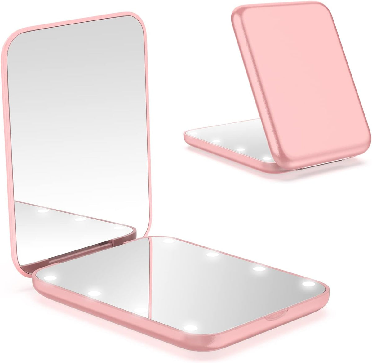 WOBSION Small Mirror with Lights,LED Compact Makeup Mirror,1x/3x Mini Travel Mirror with