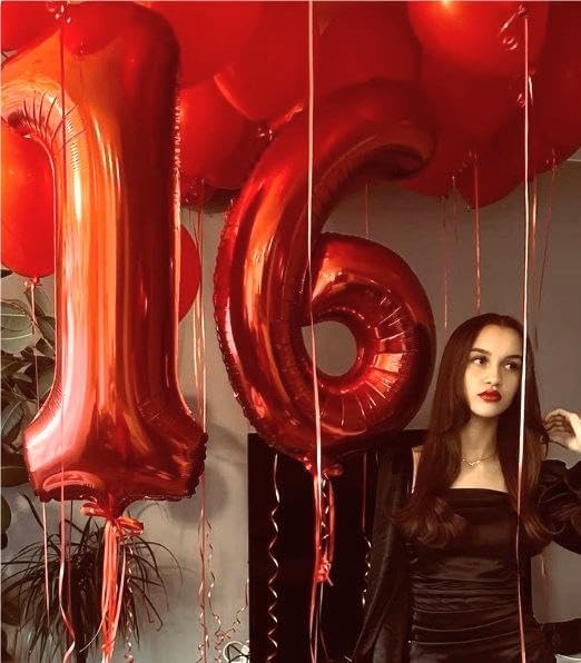Number Balloon 40 Inch Red 6 Balloon, Red Numbers Six 6 Birthday Balloon Party Supplies, 6 16 26 36