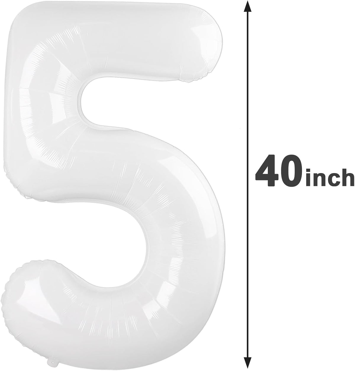 White 40 Inch Large Number 5 Birthday Balloon, 2025 Five 5th 15 25 35 50 55 Birthday Celebration