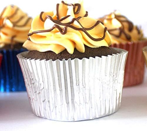 Eoonfirst Silver Foil Cupcake Case Liners Baking Muffin Paper Cups 198 Pcs