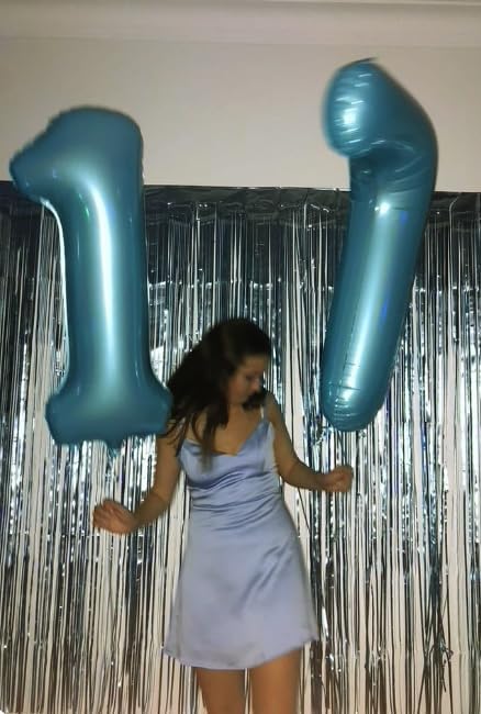 Pearl Blue 7 Number Balloon, 7 Birthday Balloon 40 Inch, Digital Balloons for 7 17 27 70 77 Party