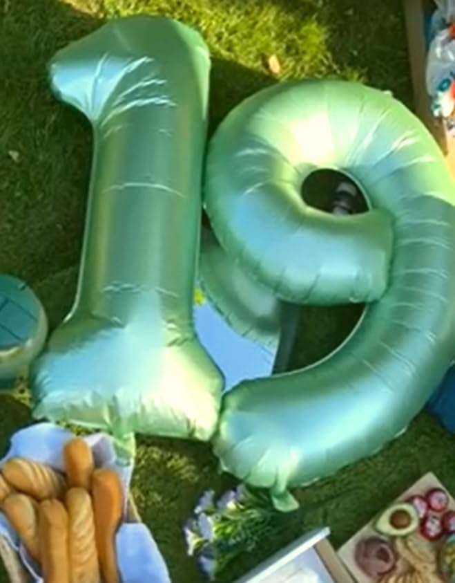 40 Inch Big Sage Green 9 Balloon Number, Jumbo Giant Happy 9th 19 29 39 49 99 Birthday Party