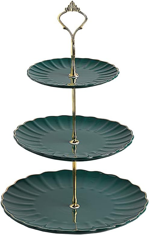 Sweejar 3 Tier Ceramic Cake Stand Wedding, Dessert Cupcake Stand for Tea Party Serving Platter