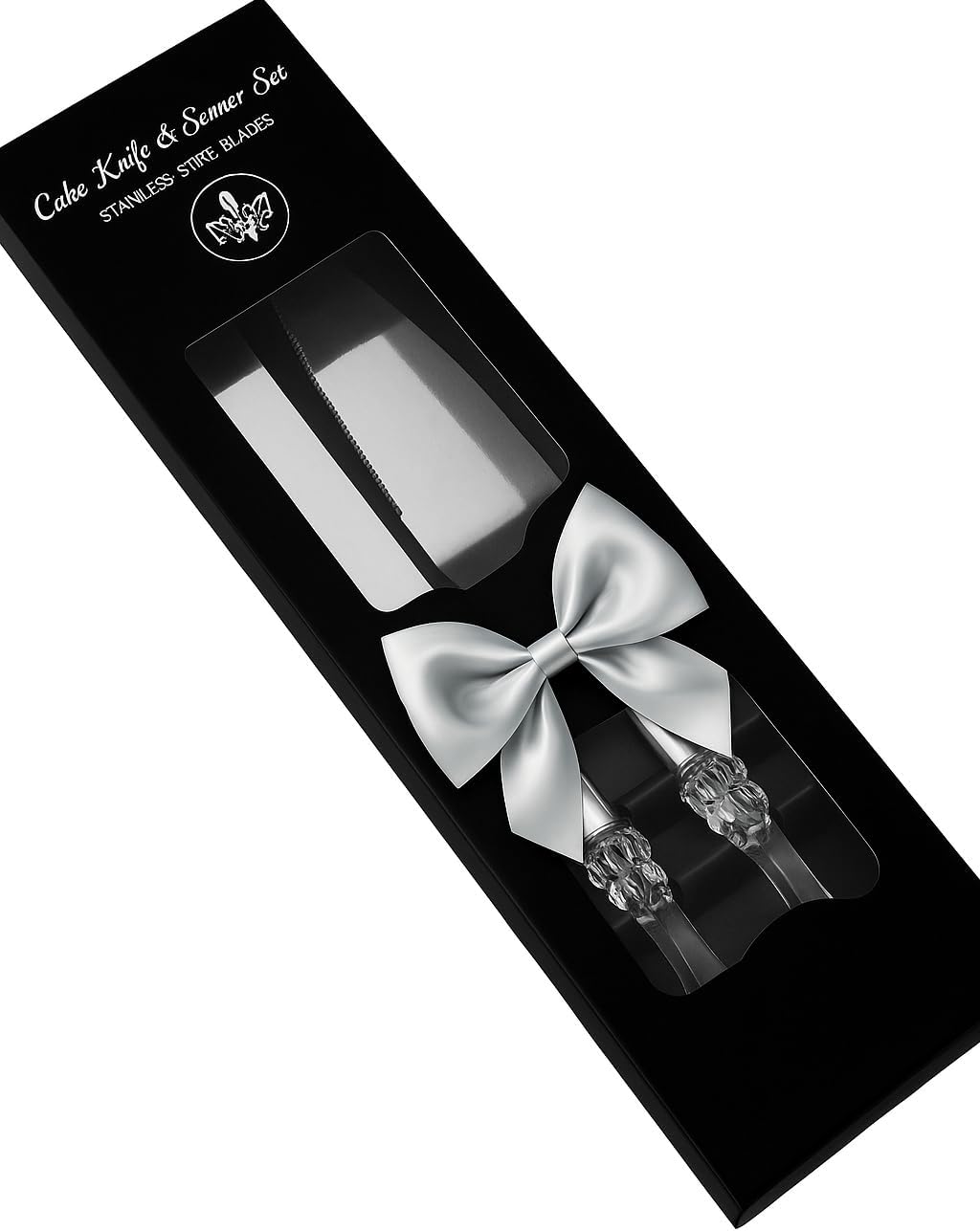 Adorox Cake Knife and Server Set Acrylic Stainless Steel Faux Crystal Handle Holiday Thanksgiving