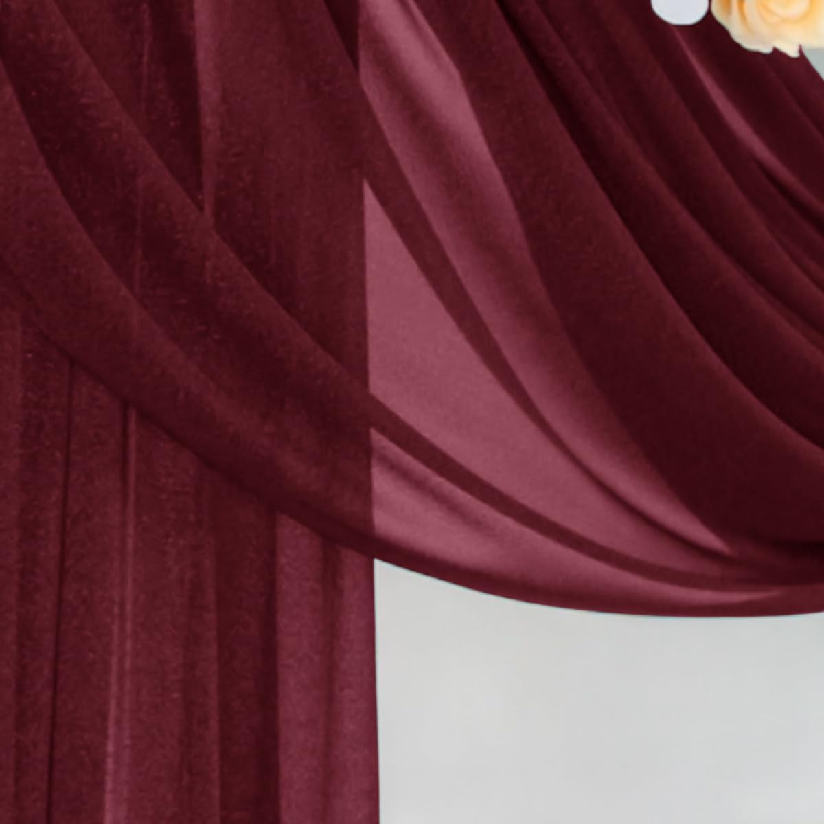 Burgundy Wedding Arch Draping Fabric 2 Panels 29" x 20 FT Red Drapes for Backdrop Sheer Curtains
