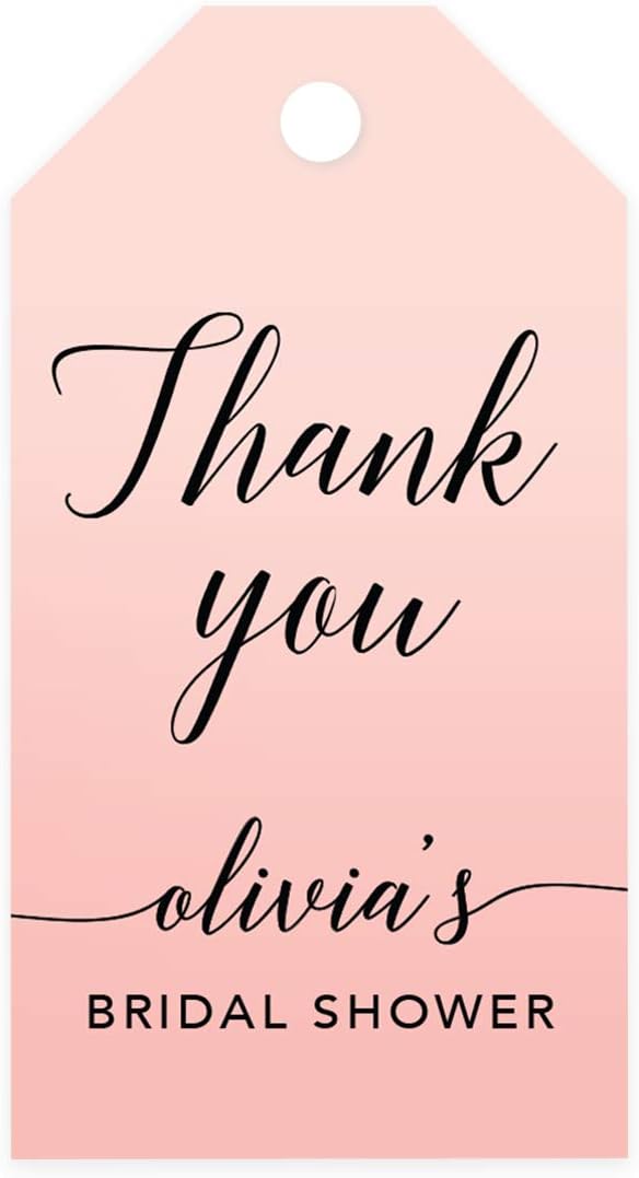 Andaz Press Personalized Blush Pink Rose Elegant Party Collection, Classic Tags, Thank You Olivia's
