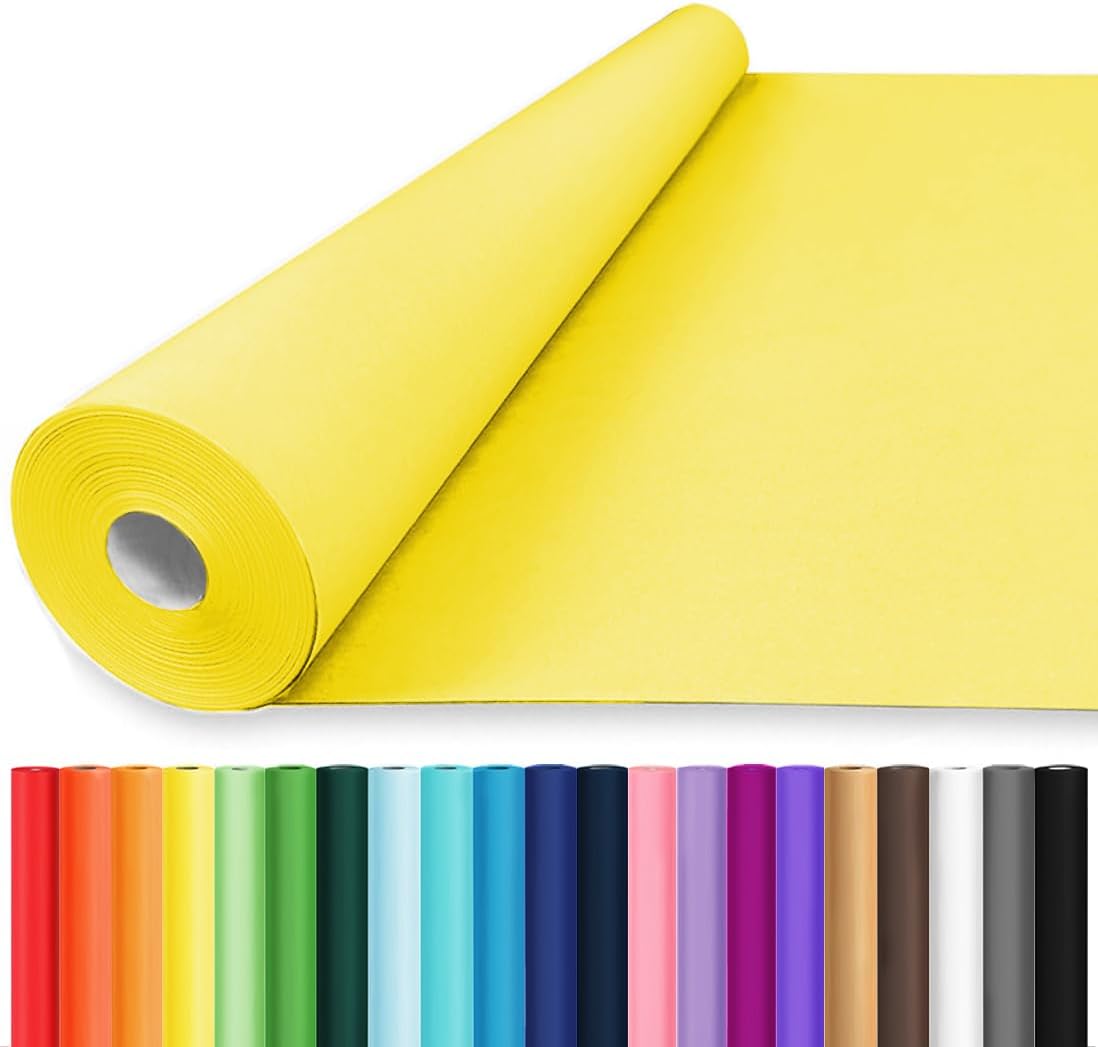 Vanhench 36" x 2400" (200') Yellow Wrapping Paper for Birthday, Solid Color Art Kraft Craft Paper