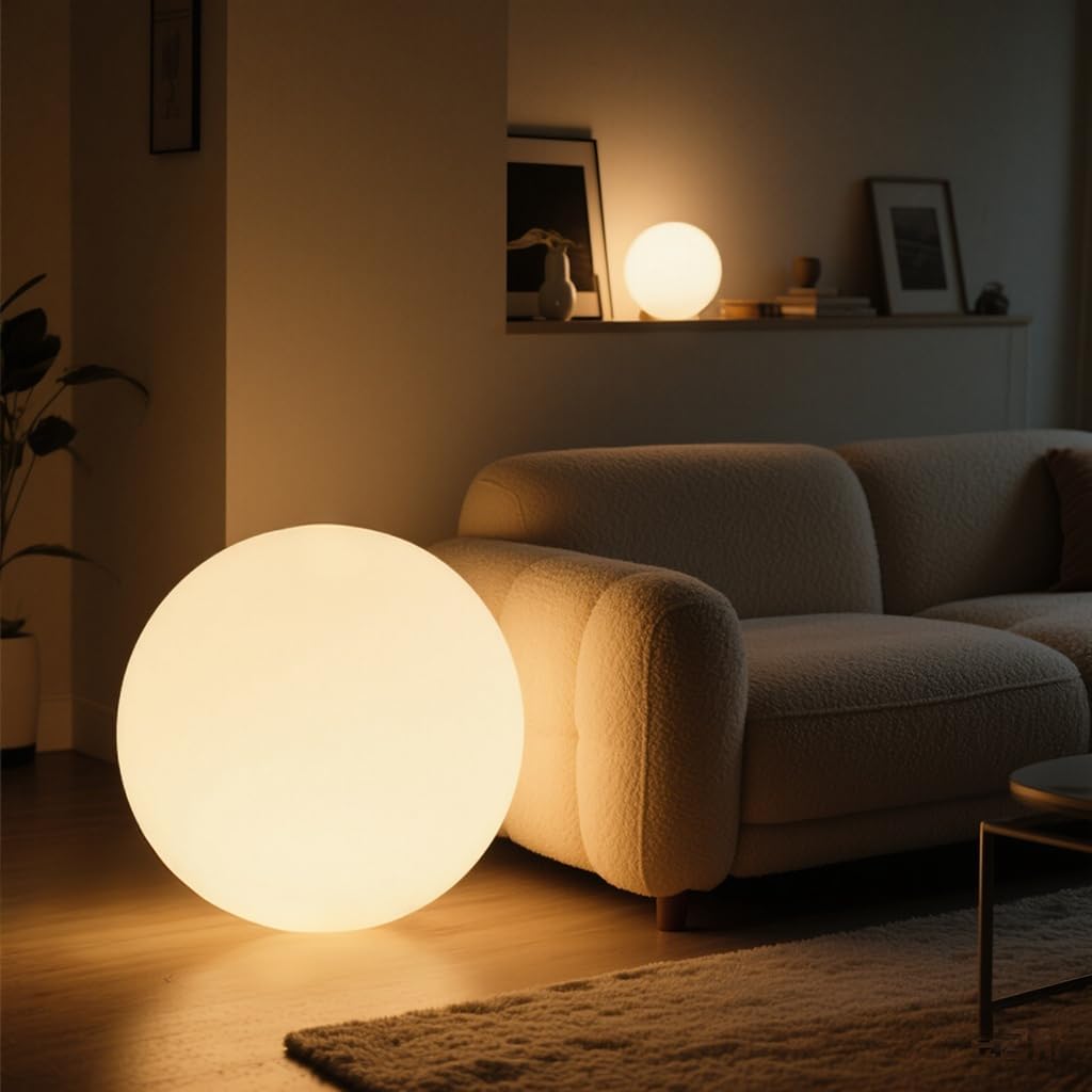 16 Inch Ultra-Fun LED Ball Light, Rechargeable Globe Floor Lamp w/Remote, 16 RGB Color Changing LED