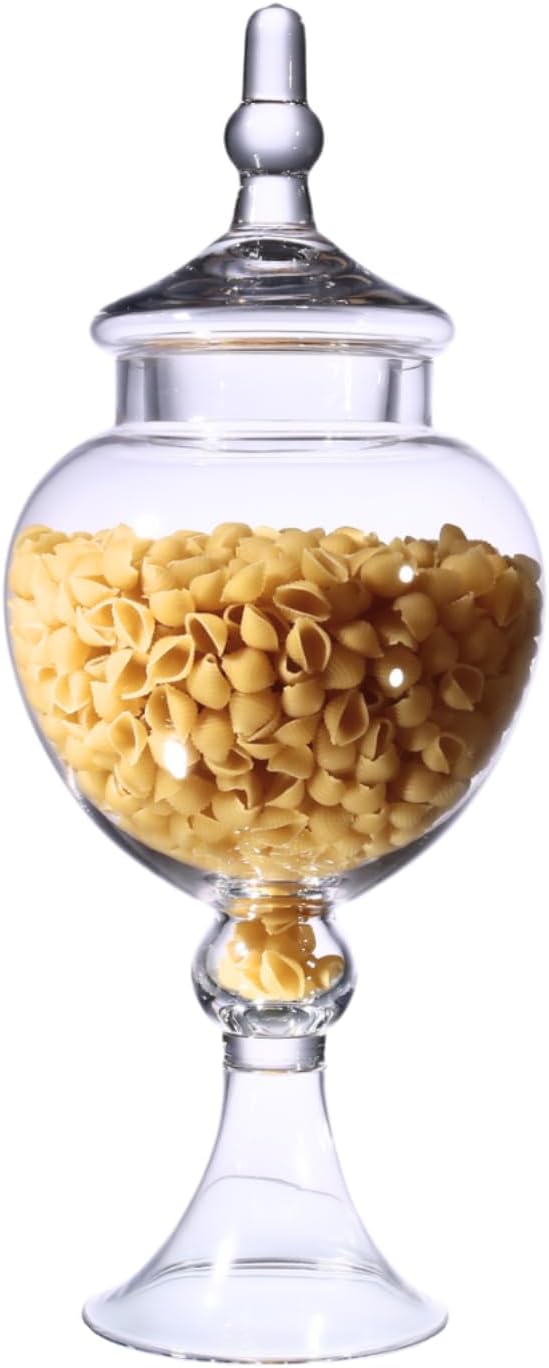 Large Glass Apothecary Jars with Lid, Clear Candy Jar for Candy Buffet, Fancy Decorative Glass Jar