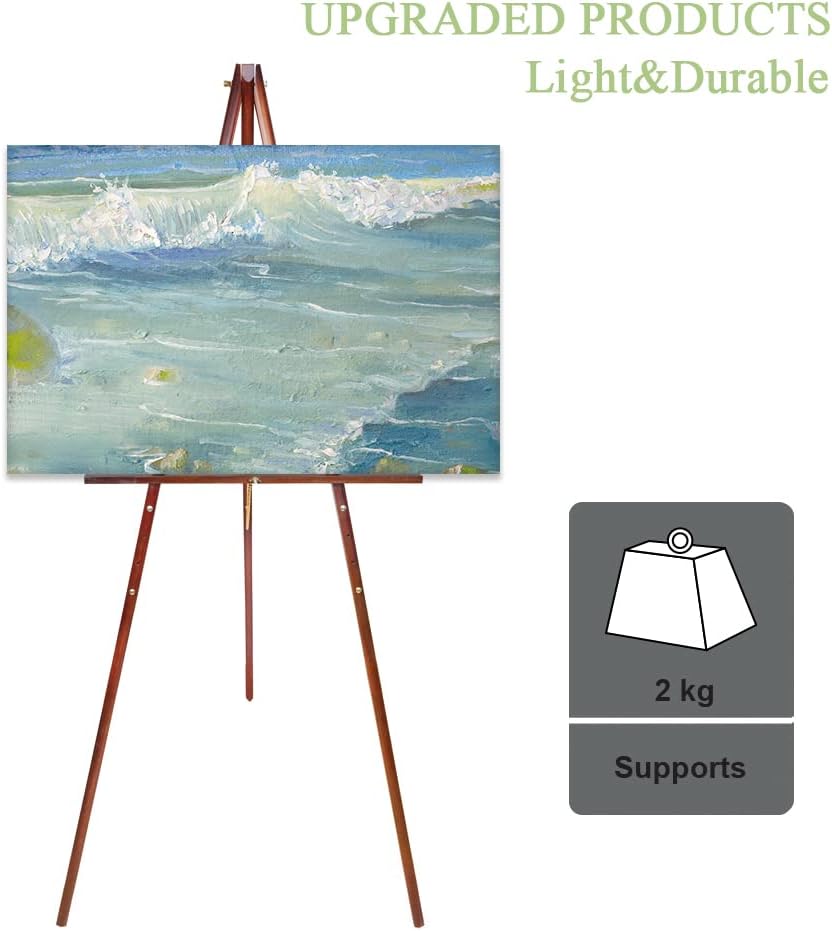 Conda 63" Wooden Tripod Artist Display Easel with Tray, A-Frame Adjustable Easel Stand for Wedding