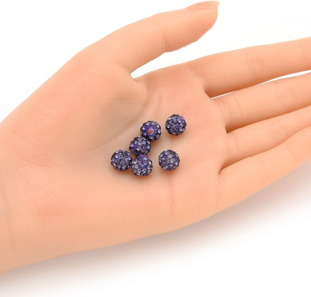 25pcs Adabele Grade A Suncatcher Crystal Rhinestone Pave Loose Beads 8mm Tanzanite Purple Polymer