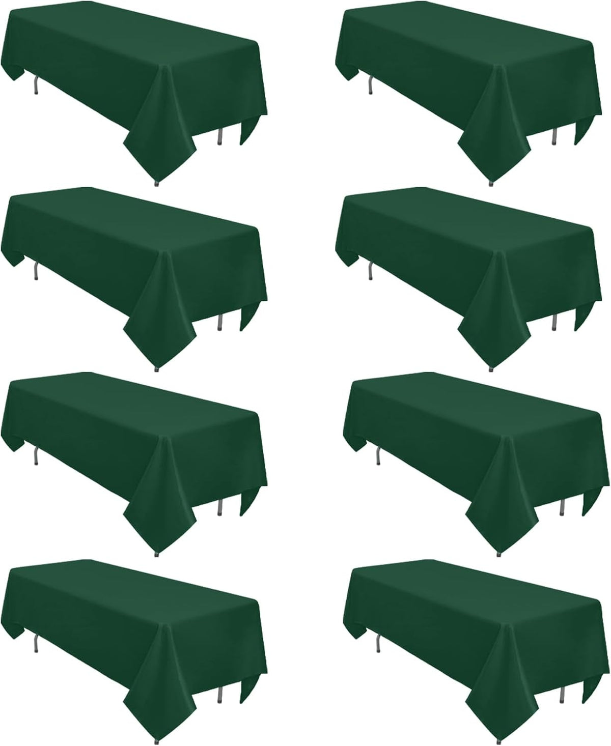 8 Pack Dark Green Tablecloth 60 x 102 Inch Rectangular Tablecloths for 6 Foot Rectangle Tables