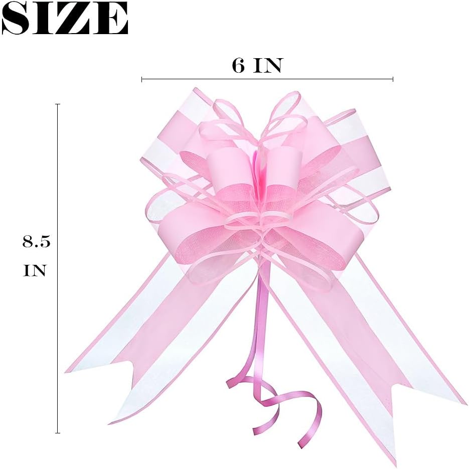 WEWILUCK Pink Pull Bows for Presents - Large Gift Bows for Gift Baskets, Flower Paper Wrapping