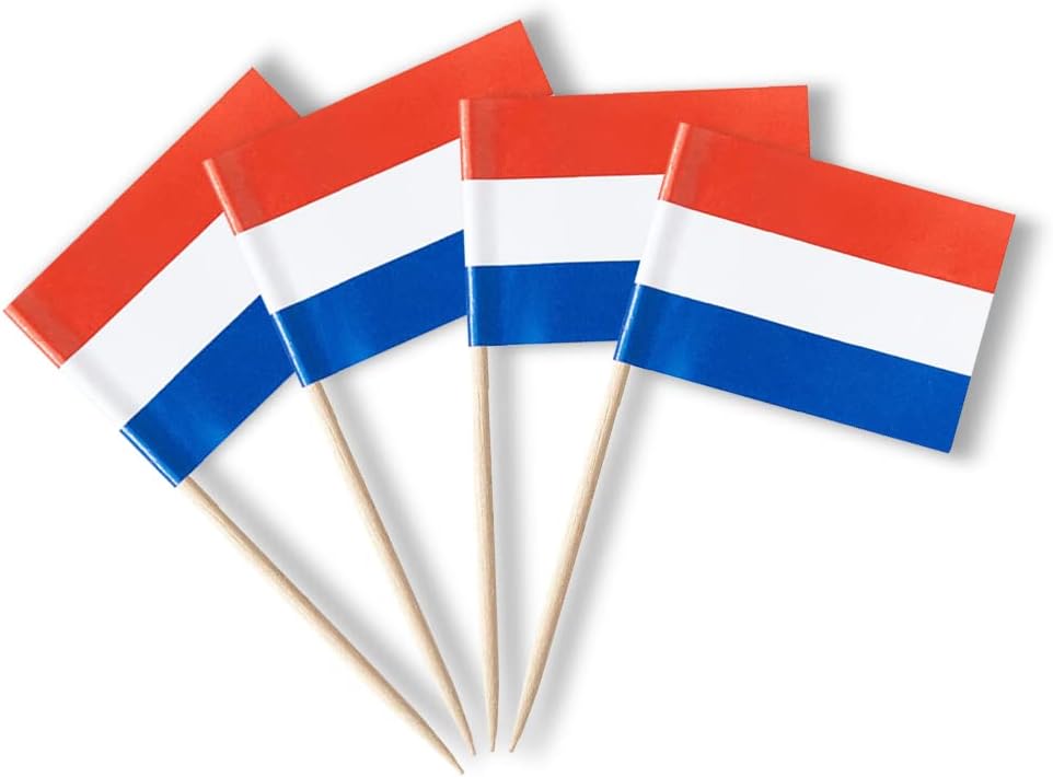 Netherlands Flag Dutch Flag, Small Mini Dutch Toothpick Flags for Food, Cupcakes, Cocktails