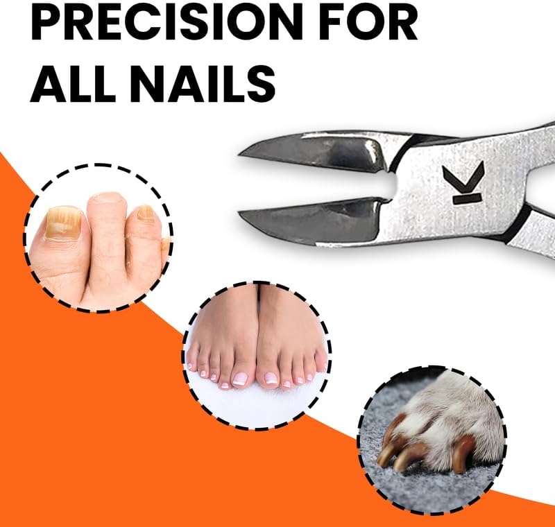 Kohm Ingrown Toenail Clippers | Super Control Cuticle Trimmer & Wide Jaws – Precision Stainless
