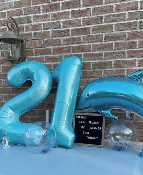Pearl Blue 1 Number Balloon 40 inch, Number 1 Birthday Balloon for Boy Girl, Pearl Blue Foil One