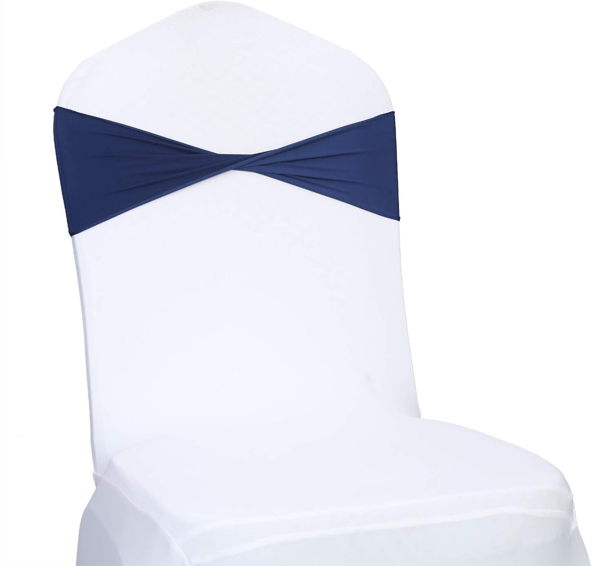 VDS Pack of 300 PCS | Navy Blue | Spandex Chair Sashes Bows Without Buckle | Stretch Elastic