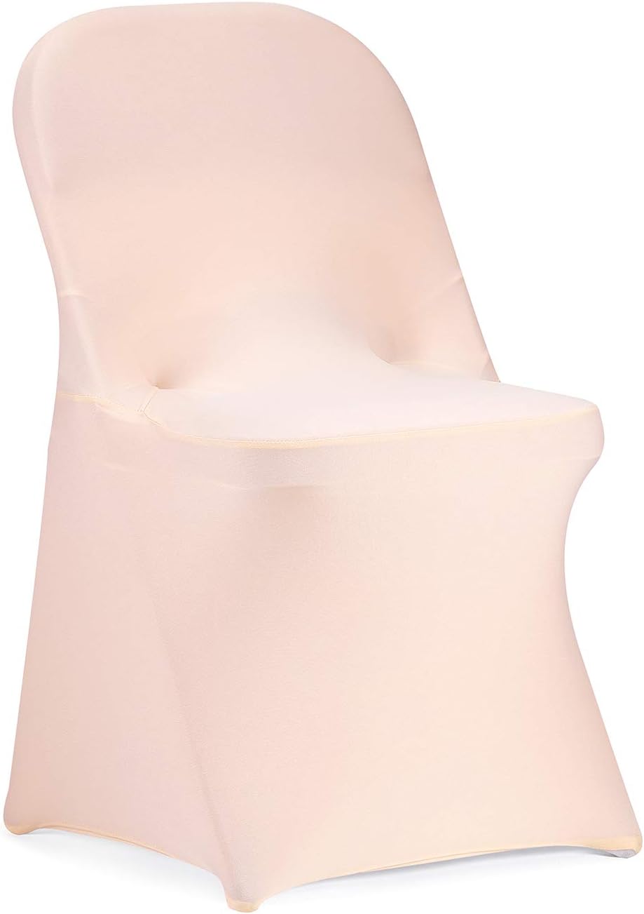 Peomeise Stretch Spandex Folding Chair Cover for Wedding Party Dining Banquet Event (Blush