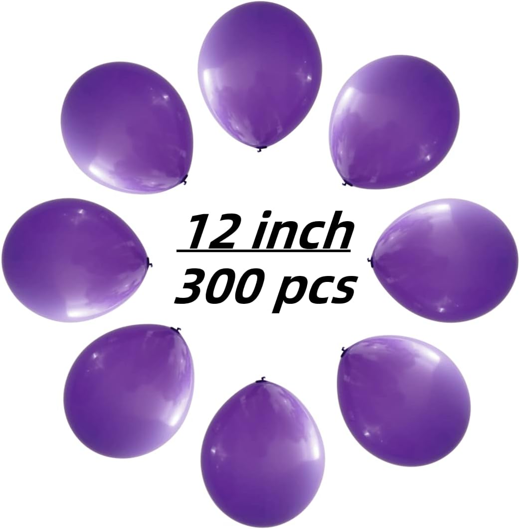 300 Pack Purple Balloons 12 inch Purple Latex Party Balloon Bulk for Various Party Events