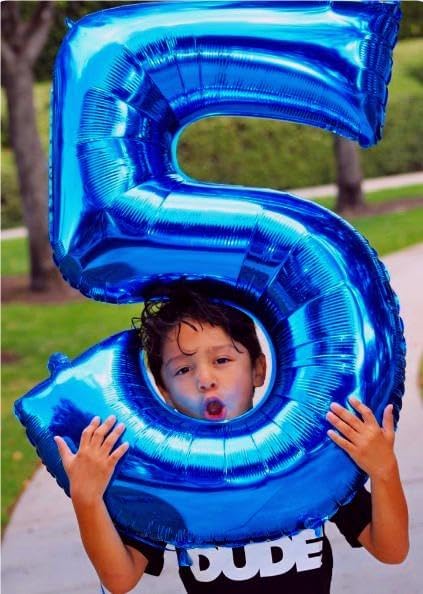 Navy Blue 40 Inch Large Number 5 Birthday Balloon, Five 5th 15 25 35 50 55 Birthday Celebration