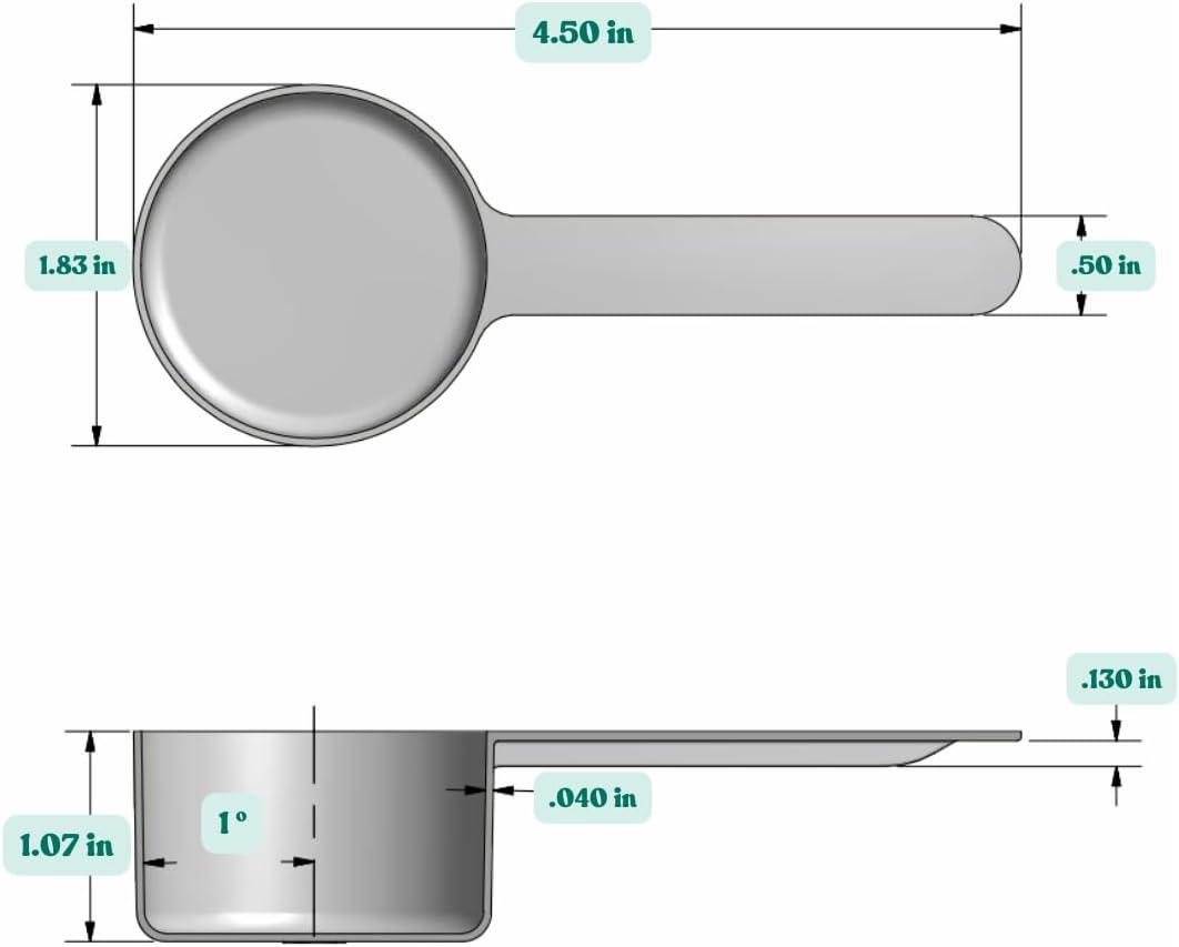 39 mL (8 Teaspoon | 1.32 Oz. | 2.63 Tablespoon) Long Handle Scoop for Measuring Coffee, Pet Food