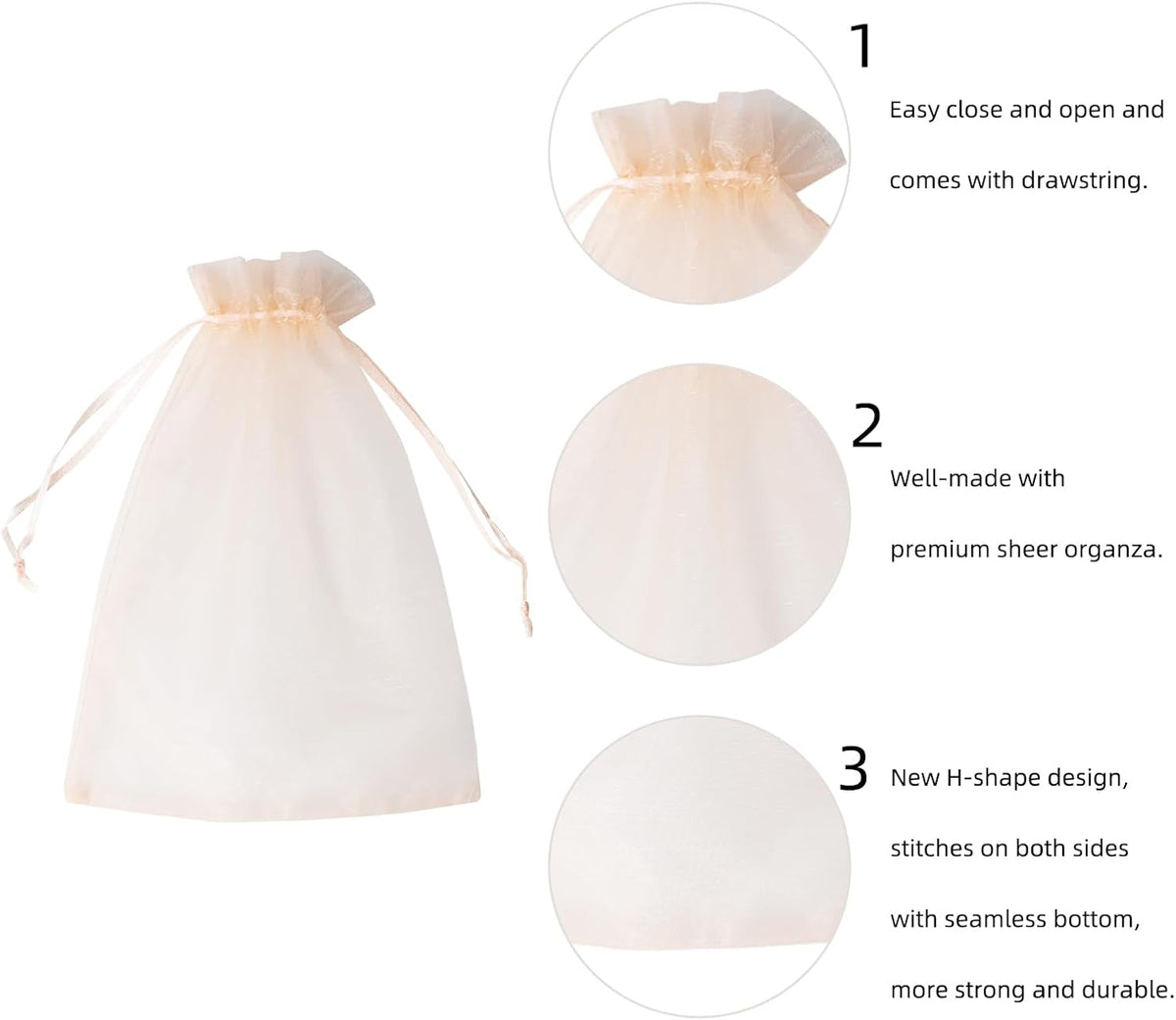 Wudygirl 100PCS Organza Bags Jewelry Bags Drawstring 5X7 Inch Favor Bags for Jewelry Candy Wedding