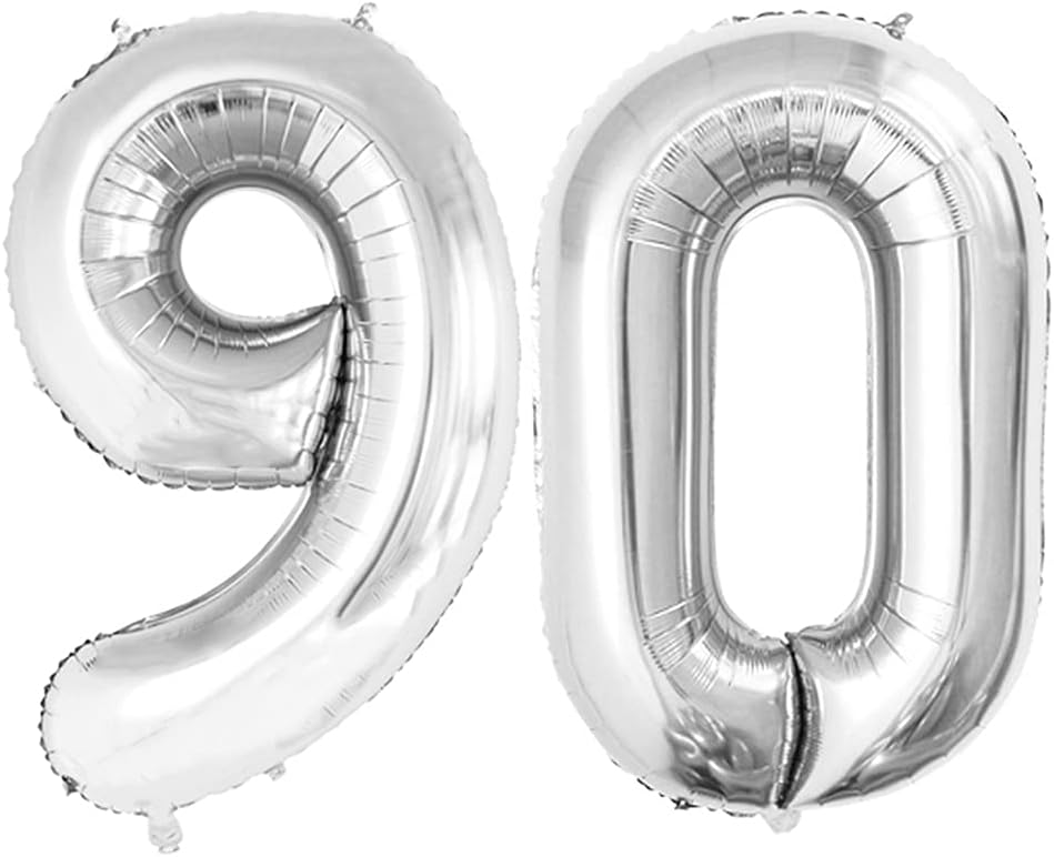 GOER Number 90 Balloons for 90th Birthday Party Decorations,42 Inch Jumbo Foil Helium Balloons for