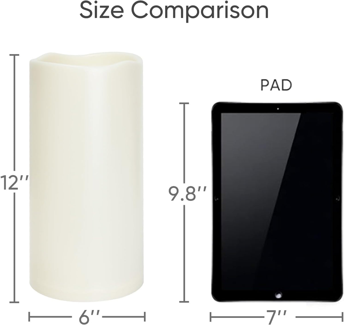 Homemory 6" x 12" Extra Large Outdoor Waterproof Candle with Auto 6-Hour Timer, Ivory Plastic Made