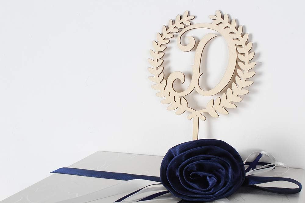 LINGTEER Personalized Inital Letter D Wooden Cake Topper Perfect for Birthday Rustic Wedding