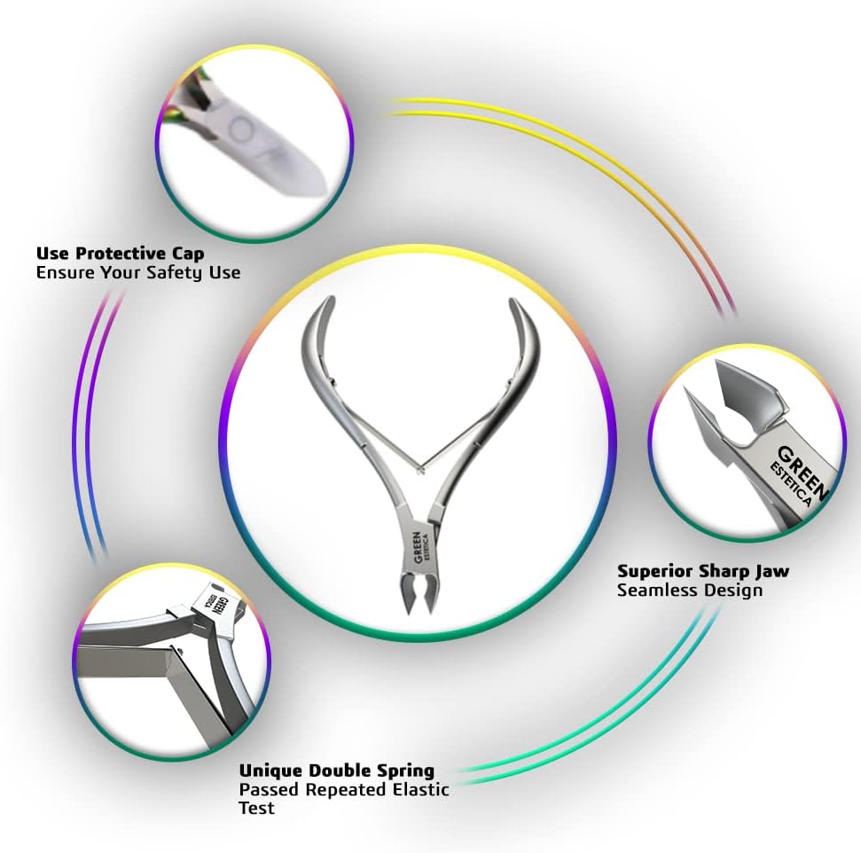 Professional Cuticle Trimmer with Cuticle Pusher Nail Cuticle Remover Nipper Silver Stainless Steel