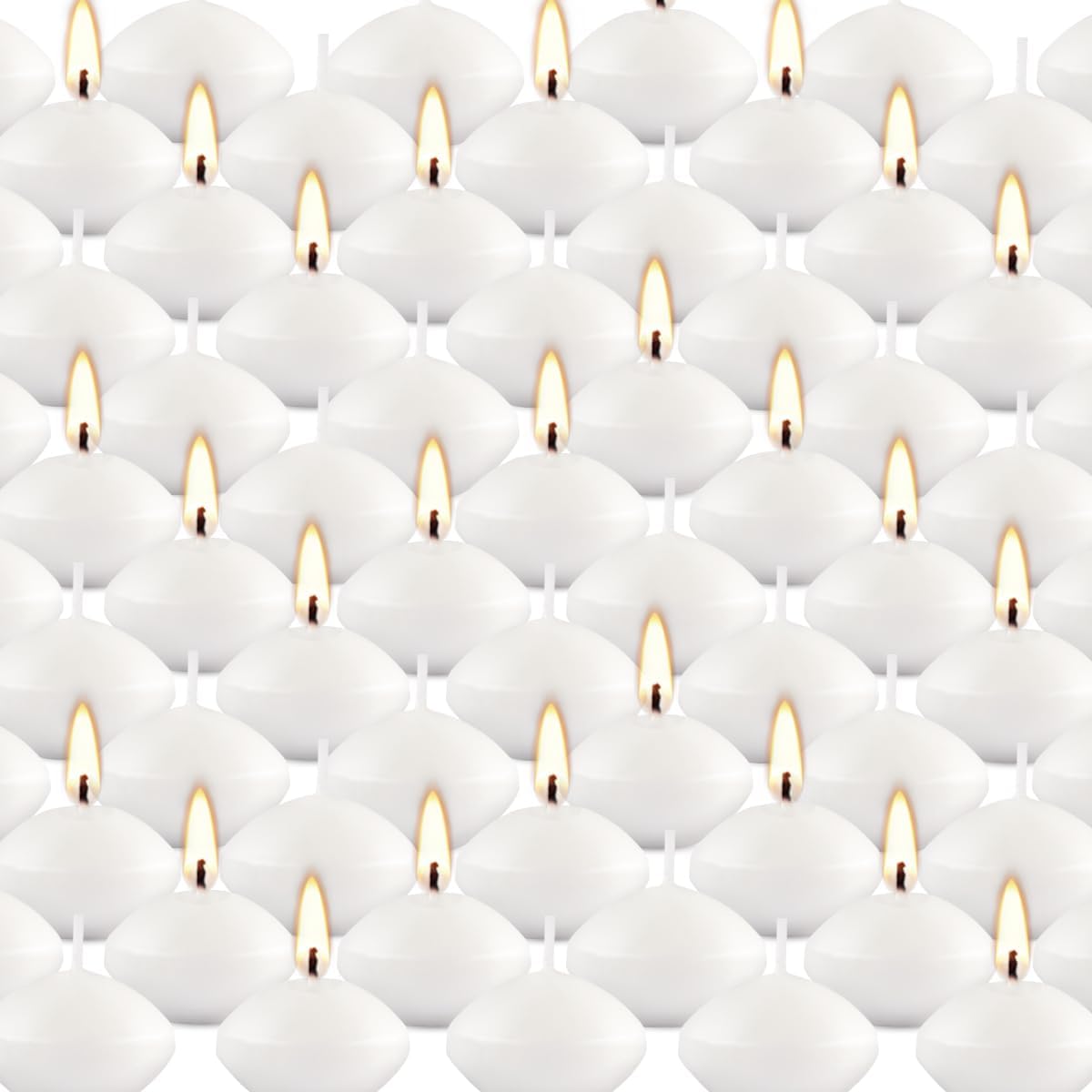Unscented Floating Candles Set of 72, 2 Inch White Dripless Wax for Centerpieces at Wedding Pool