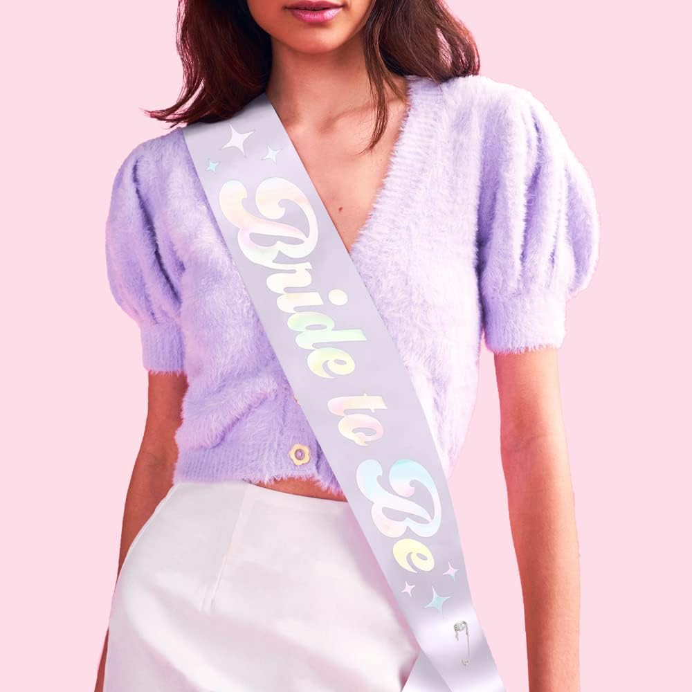 xo, Fetti Bride to Be Iridescent Sash | Bachelorette Party Decorations, Last Disco, Pastel Bridal