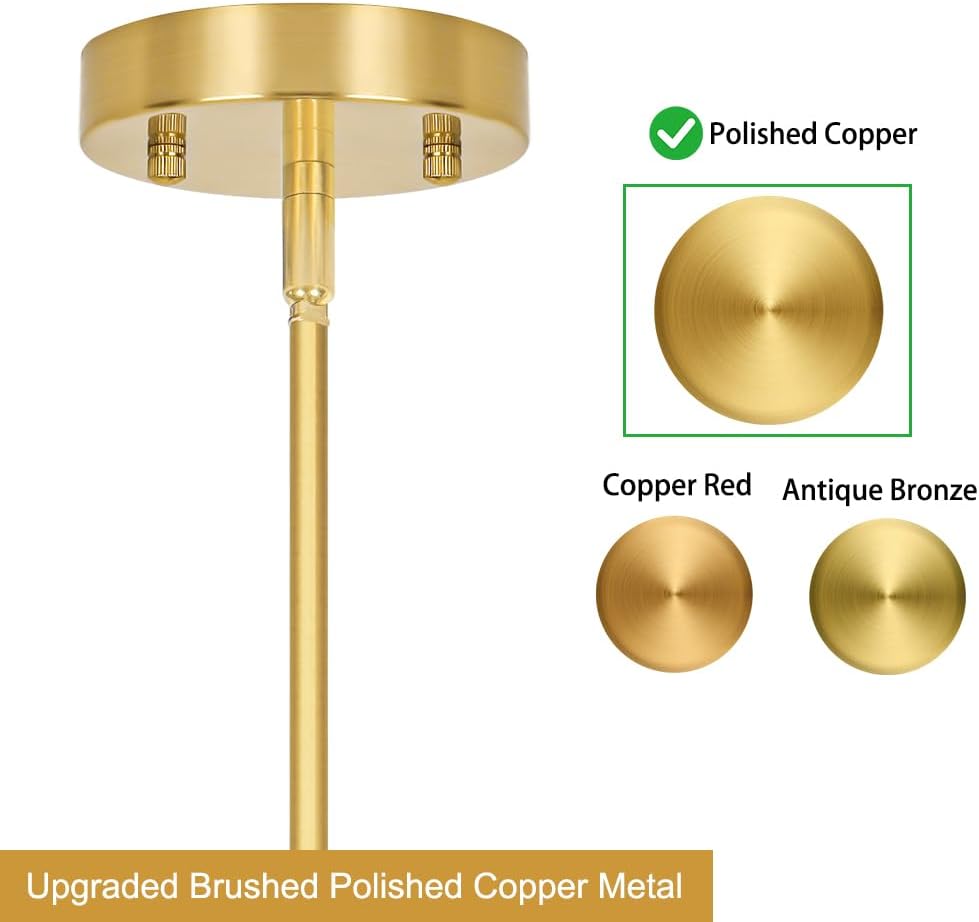 Gold Kitchen Pendant Lights Over Island with Adjustable Rods - Crystal Pendant Lighting Fixtures