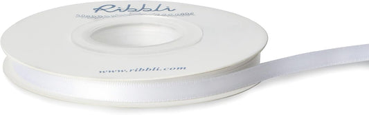 Ribbli Double Faced White Satin Ribbon,1/4” x Continuous 25 Yards,Use for Bows Bouquet,Gift