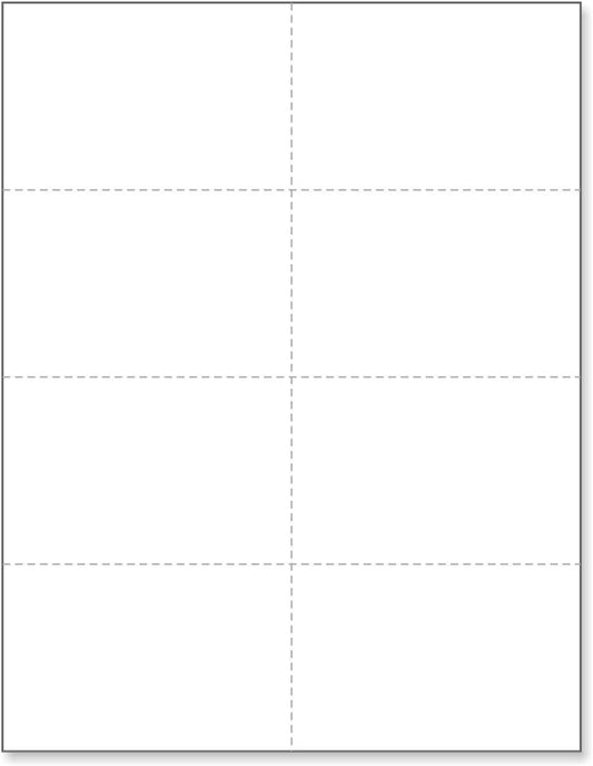 NextDayLabels - Blank Perforated Printable Cardstock, 8 Cards per Sheet, 125# tag - for laser and