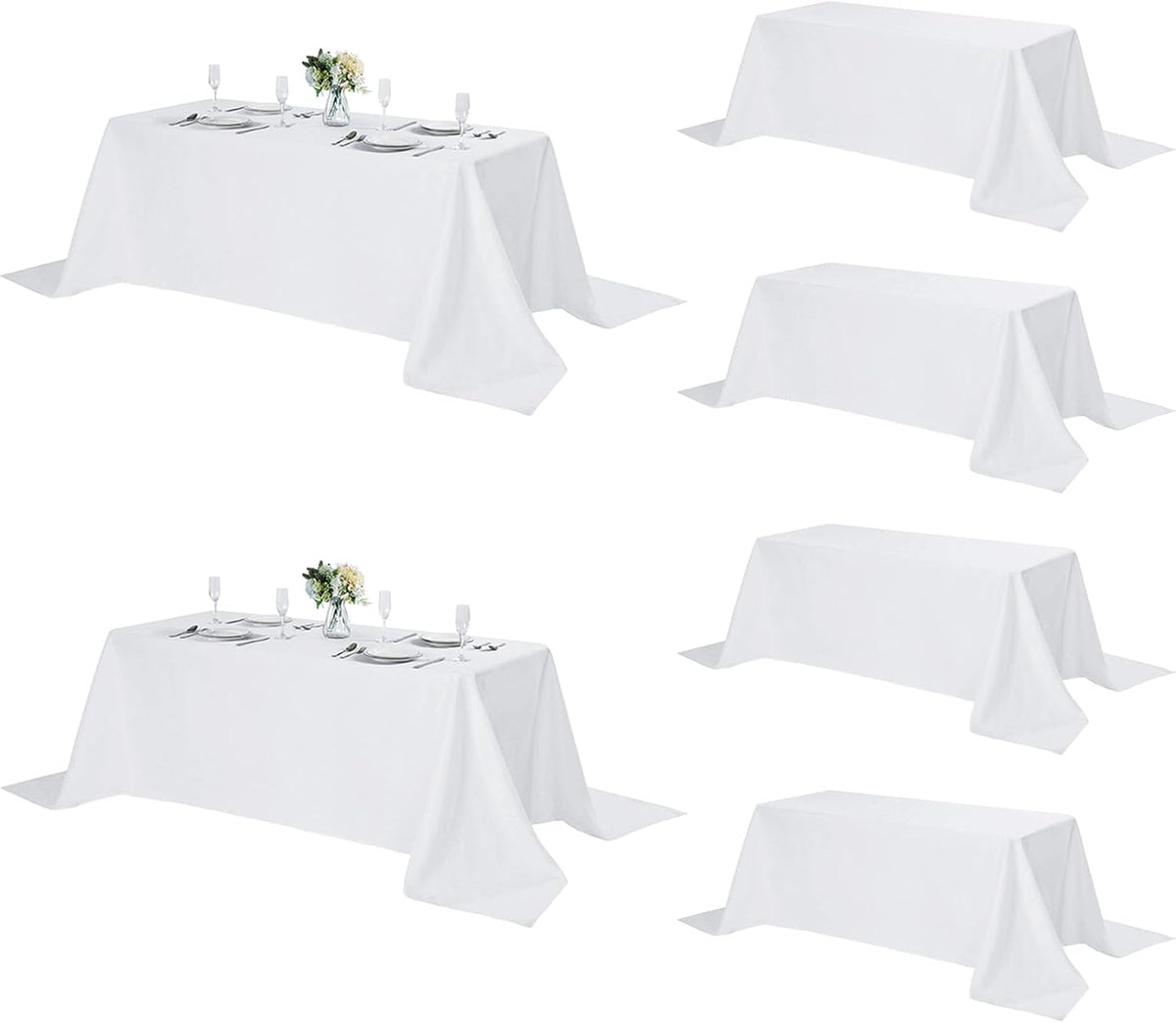 Fokitut 6 Pack Rectangle Tablecloth, 90x132 Inch, Stain Resistant and Wrinkle Polyester Table