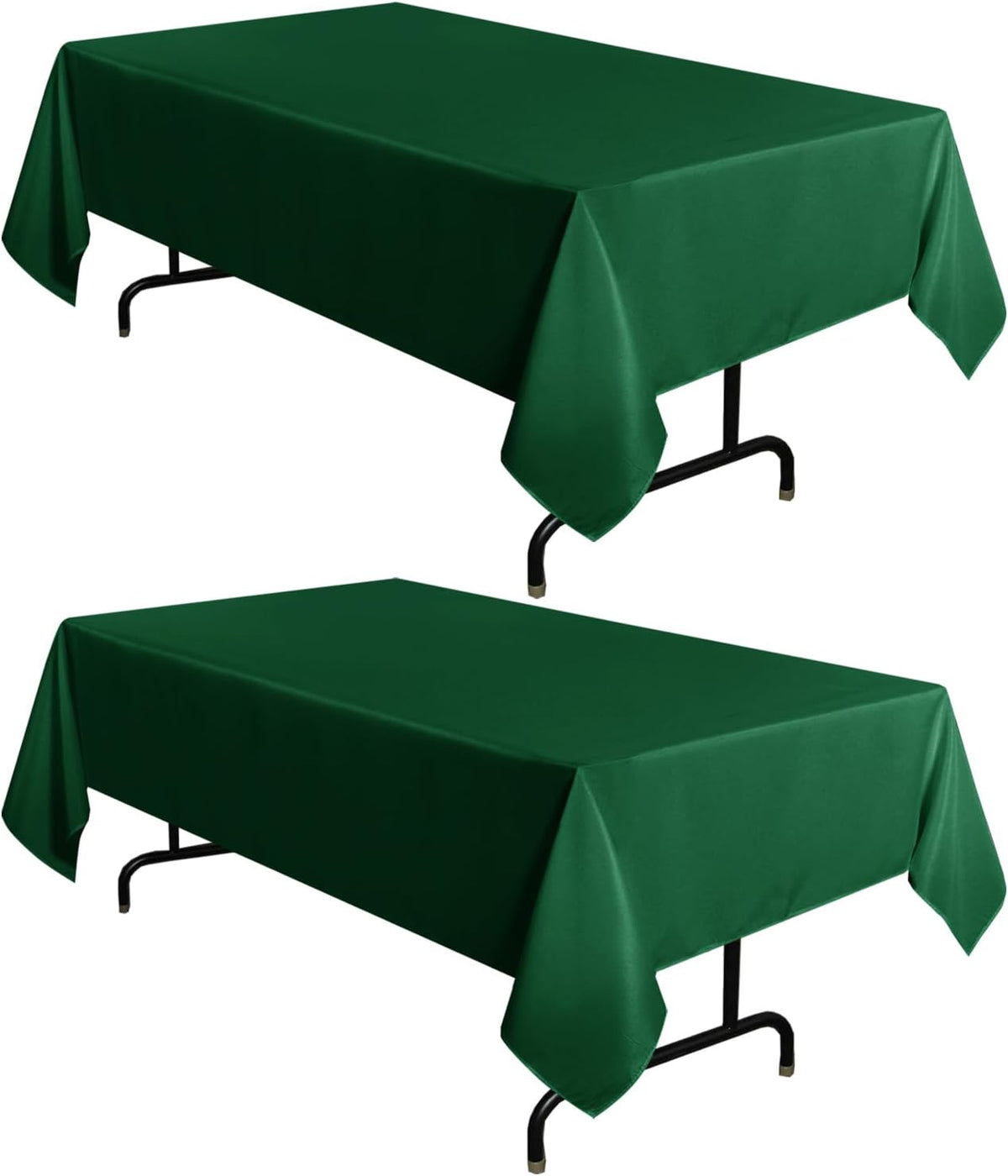 sancua 2 Pack Hunter Green Tablecloth 60 x 102 Inch, Rectangle 6 Feet Table Cloth - Stain and