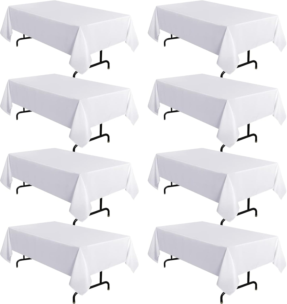 sancua 8 Pack White Tablecloth 60 x 102 Inch, Rectangle Table Cloth for 6 Feet Tables - Stain and