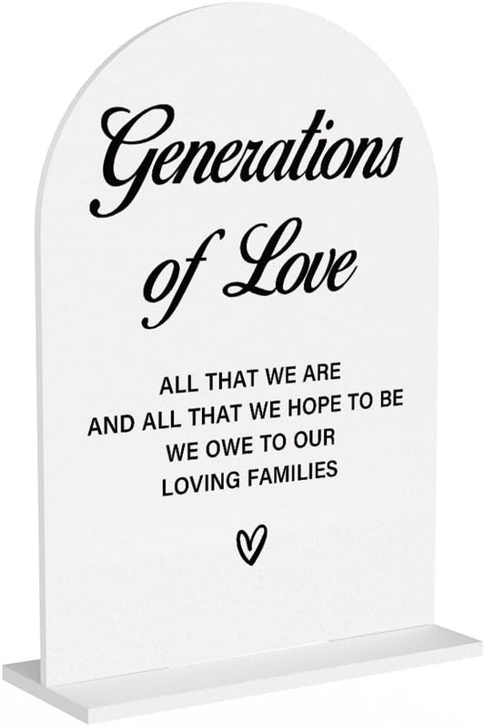 Acrylic Wedding Sign Generations of Love Sign for Wedding Wedding Signs for Ceremony Modern