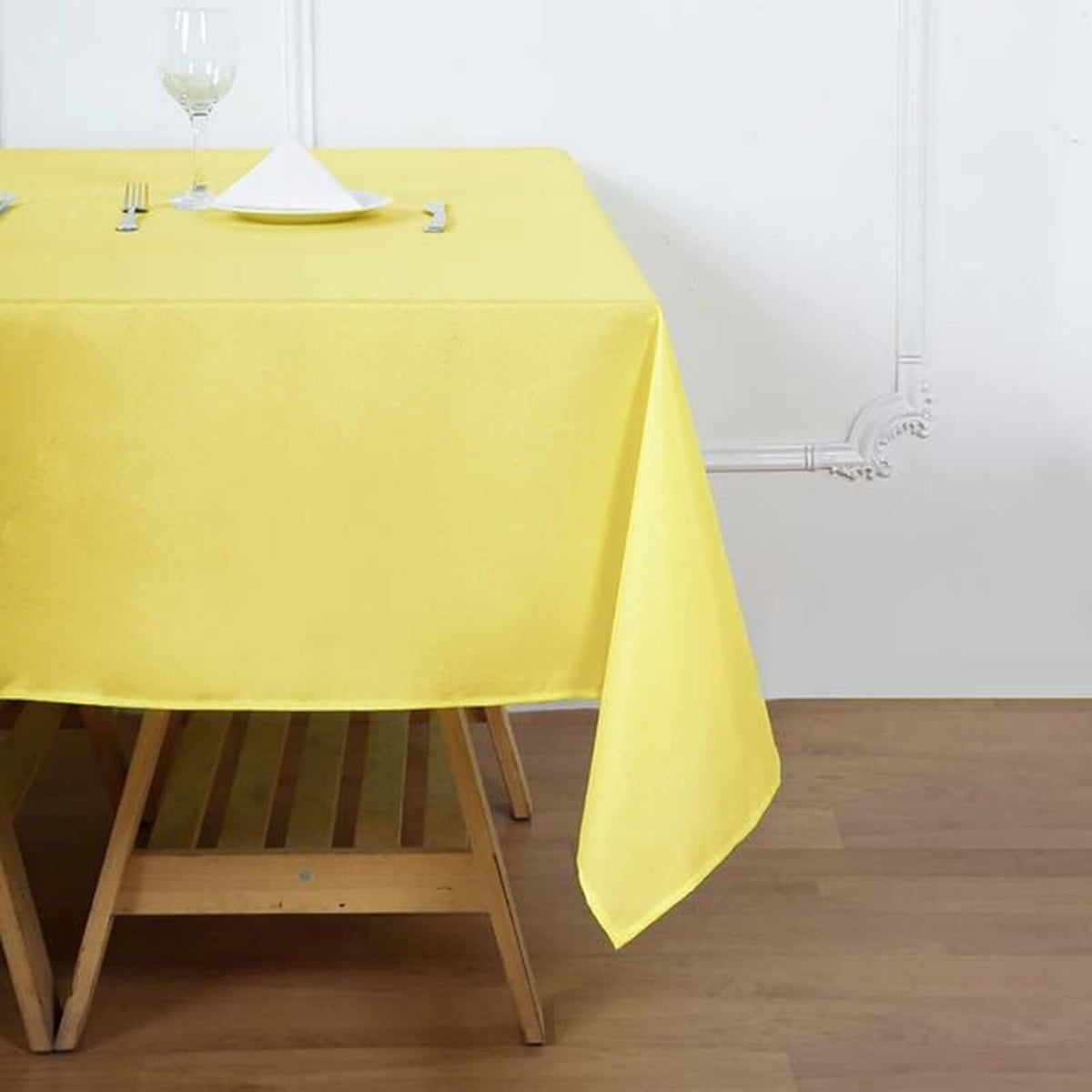 Efavormart 70" Yellow Square Polyester Tablecloth for Dining Table, Wedding, Party, Event, Banquet