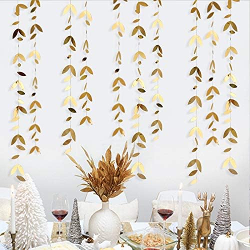 Gold Party Decorations Leaf Garland Hanging Paper Gold Leaves Streamer Banner for Wedding