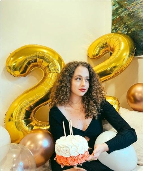 Big 40 Inch Gold 2 Number Balloon Birthday Decoration, Number 2 Helium Balloons 12 20 22 23 24 26